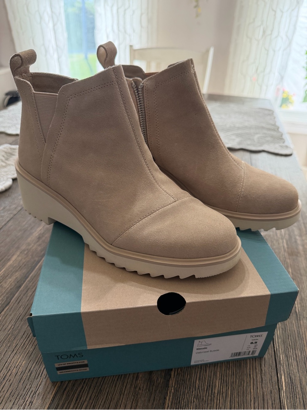 TOMS Taupe Suede Maude Ankle Booties